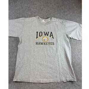 Vintage 90s Iowa Hawkeyes T Shirt Mens XL Gray Cotton Blend NCAA Collegiate